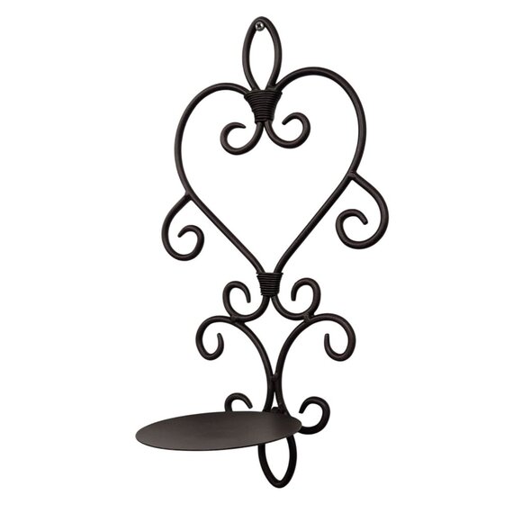 Decorative Wrought Iron Wall Sconce Candle Holder Scroll Design Accent 12x7 Inch - Picture 10 of 14